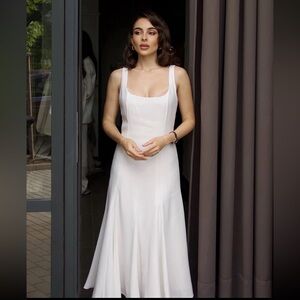 ZARA ZW Collection MIDI DRESS WHITE LARGE NWT